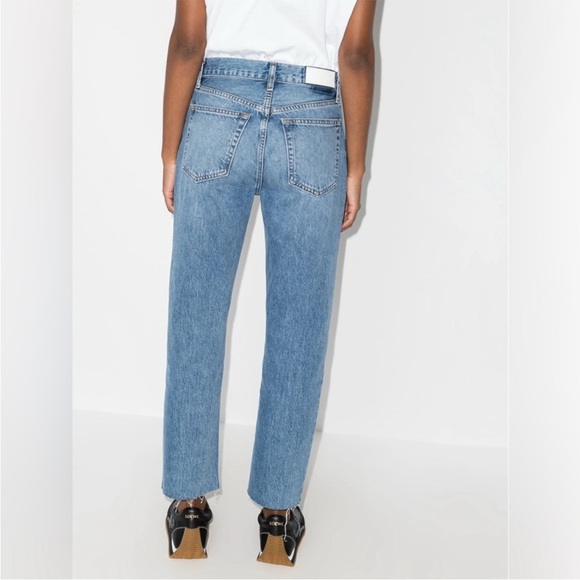 Re/Done Stove Pipe Cropped Jeans Light Wash Raw Hem Size 26 Mid 90s Button Fly - Picture 2 of 13